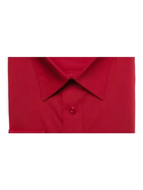 Marquis Mens Slim Fit Solid Red Cotton Blend Dress Shirt