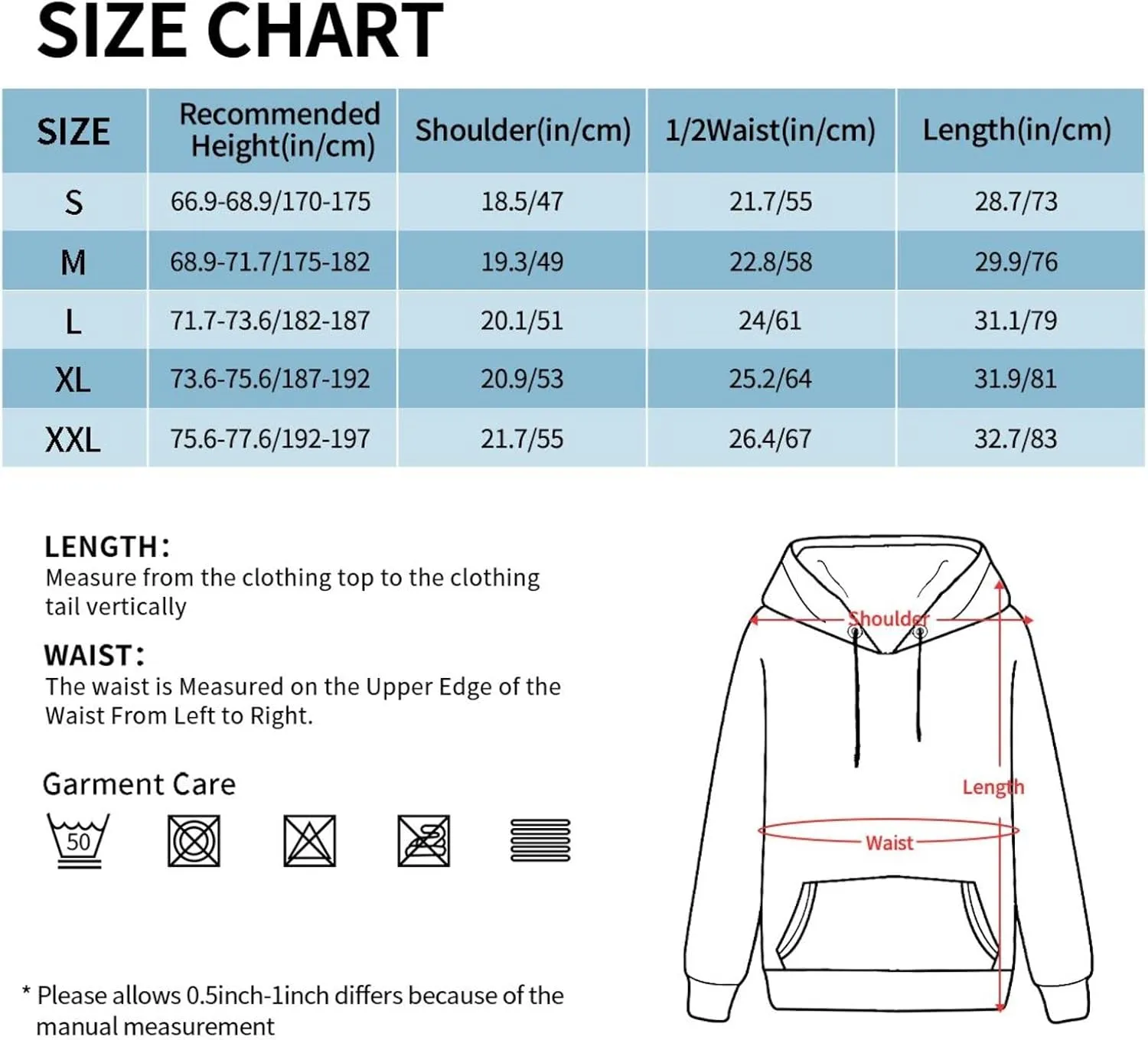 Men'S Long Sleeve Tops Hooded Sweatshirt, Ever Fading Fleece Pullover Hoodie
