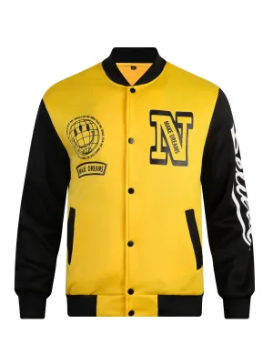 Mens Stylish Globe Print Varsity Jacket | Casual Coat
