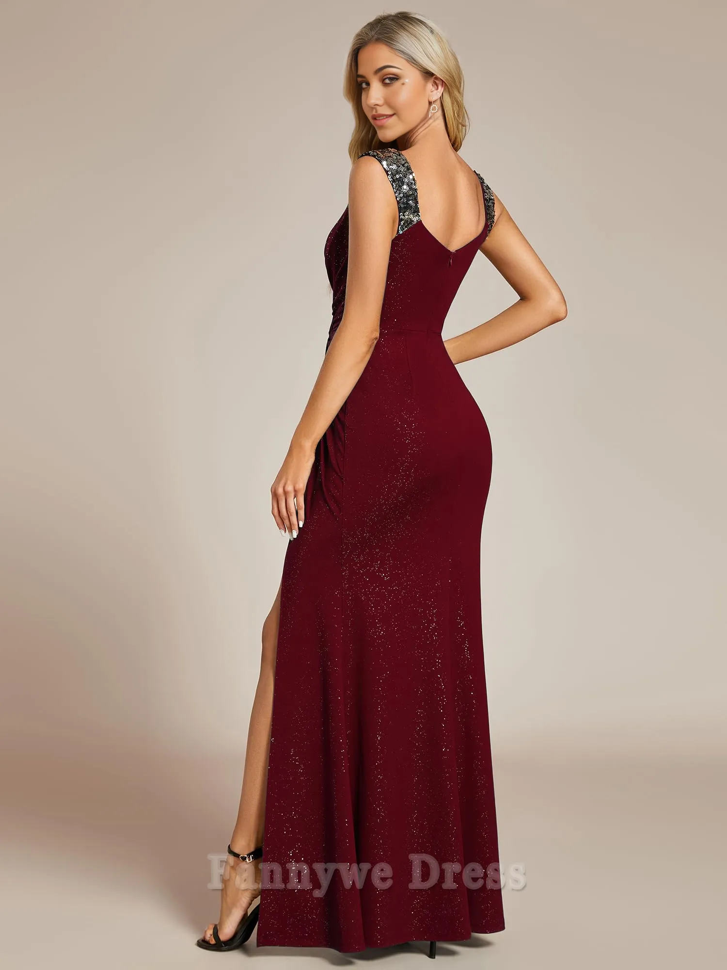 Mermaid V Neck Bodycon Sleeveless Split formal dresses Bridesmaid Dresses evening gown Prom Dress