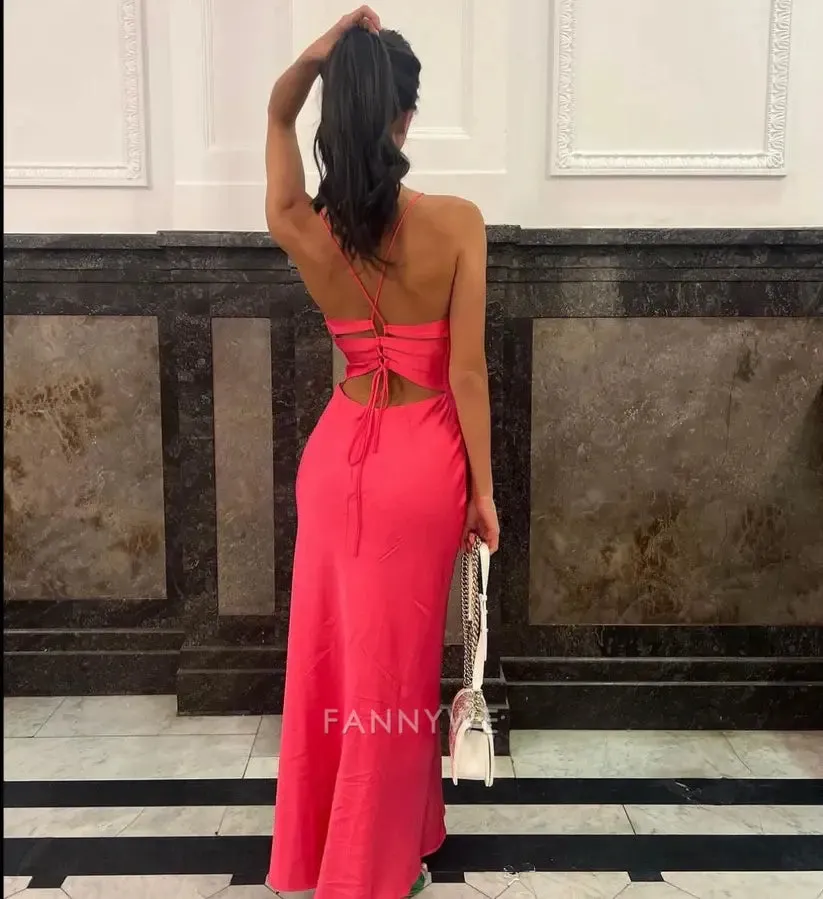 Mermaid V Neck Straps Fuchsia Long formal dresses Bridesmaid Dresses evening gown Prom Dress