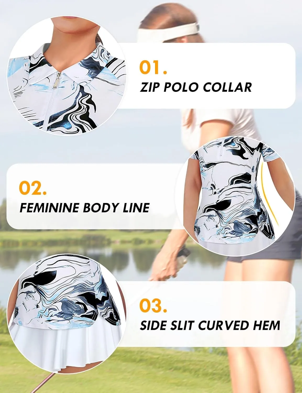 Misyula Style Womens Golf Polo Shirts Quarter Zip Short Sleeve Quick Dry Workout Tops