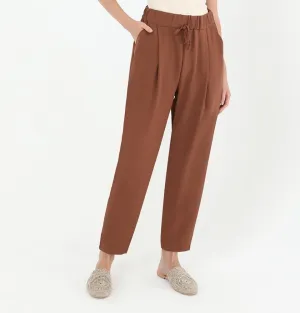 Modern Muslim Women's High Waisted Tapered Casual Pants - 18102 Brown