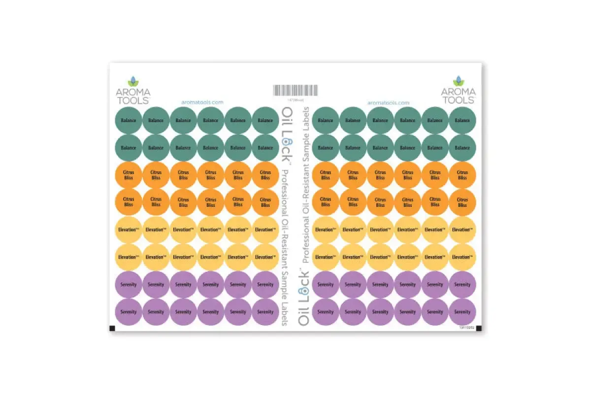 Oil Lock™ Circle Labels for Sample Vials of Mood Management Blends (Set of 96)