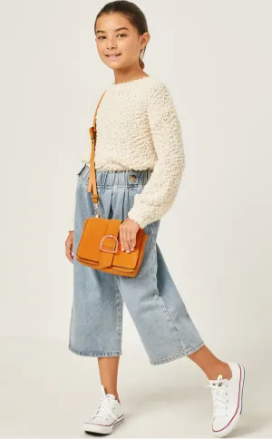 ^Oversized Popcorn Pullover Sweater Cream - Youth