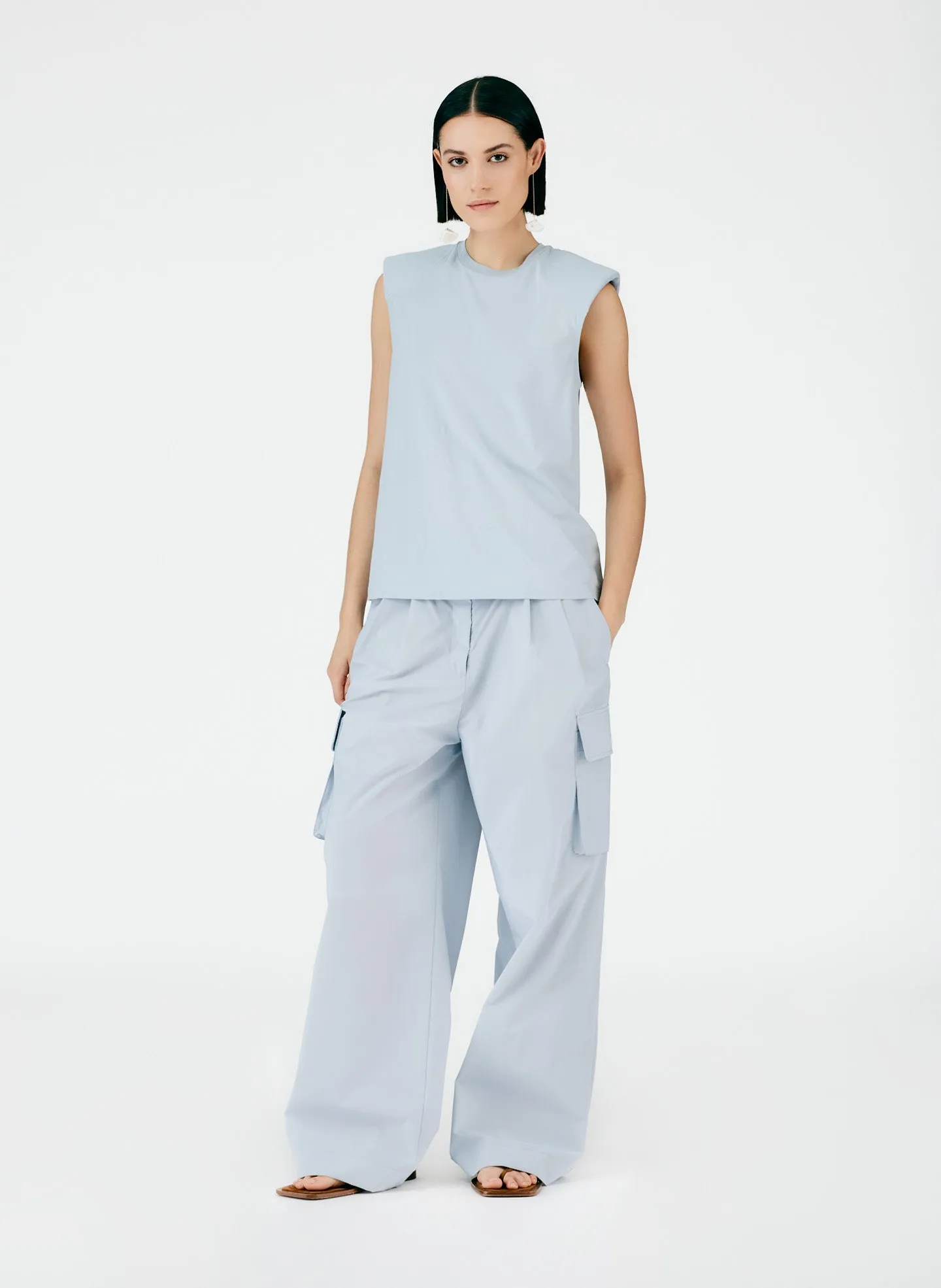 Padded Shoulder Sleeveless Top