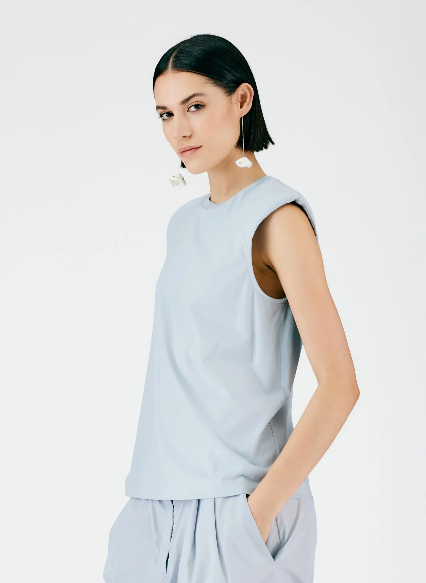 Padded Shoulder Sleeveless Top