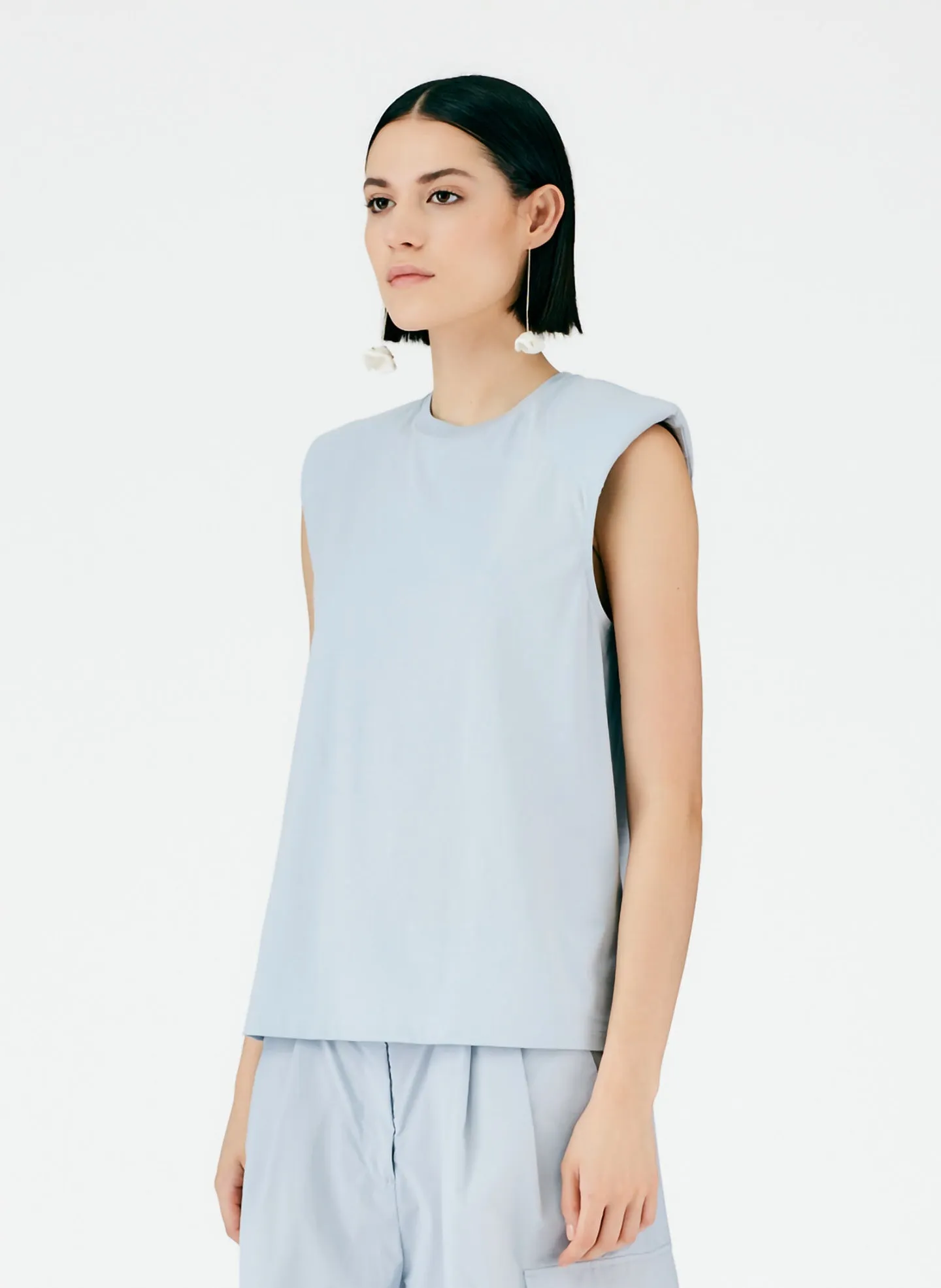 Padded Shoulder Sleeveless Top