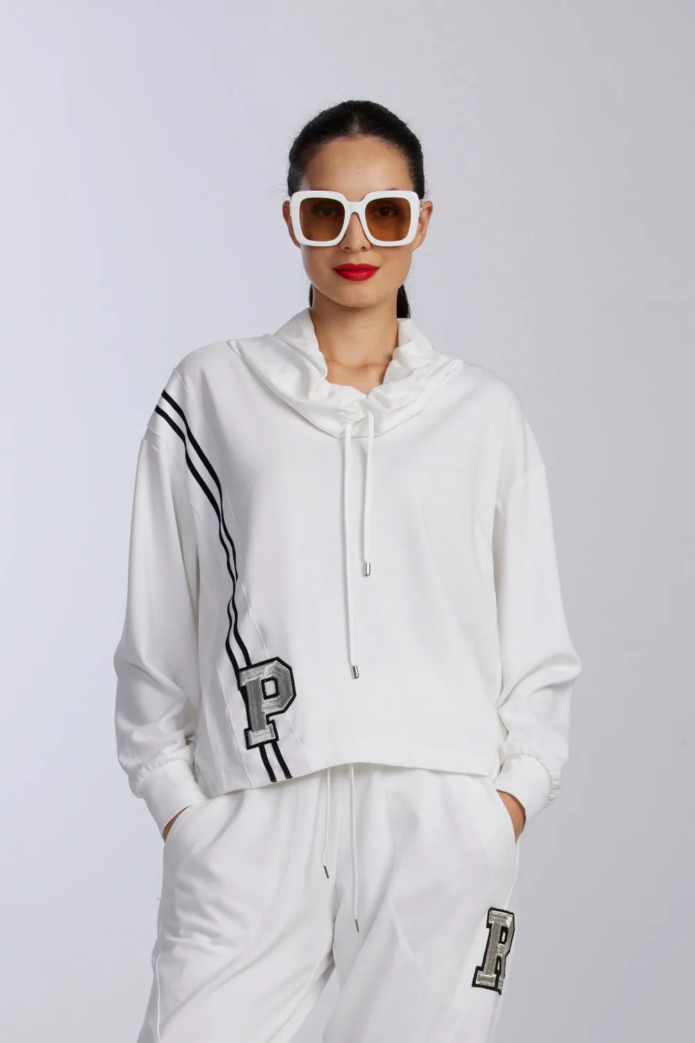 Paula Ryan Roma Lite Cowl Neck Sweater -White