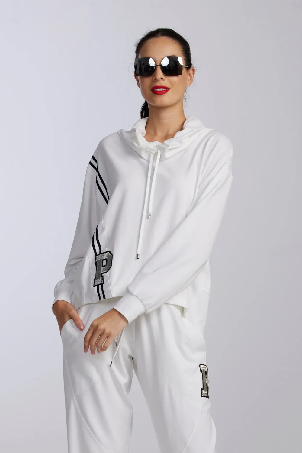 Paula Ryan Roma Lite Cowl Neck Sweater -White