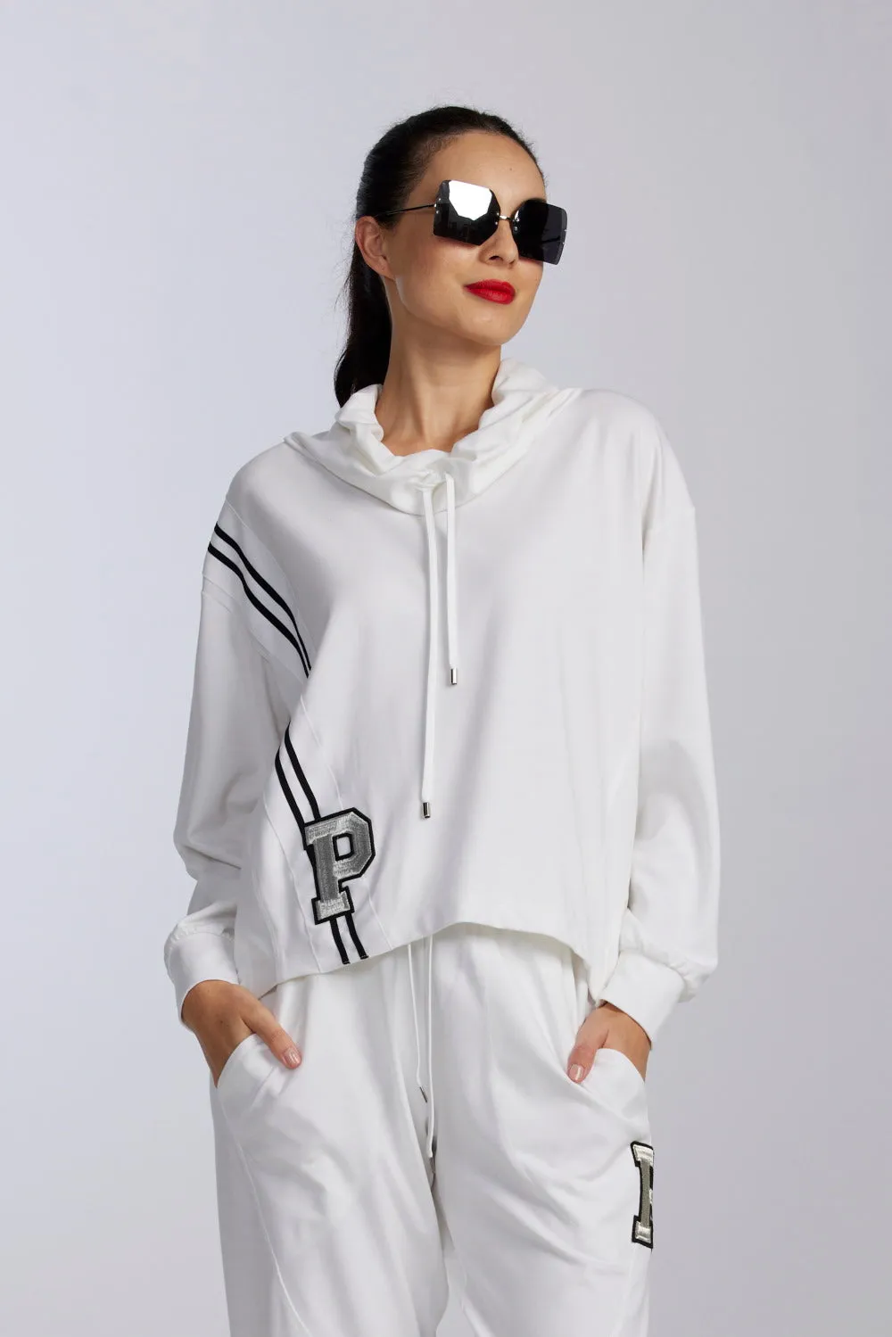 Paula Ryan Roma Lite Cowl Neck Sweater -White
