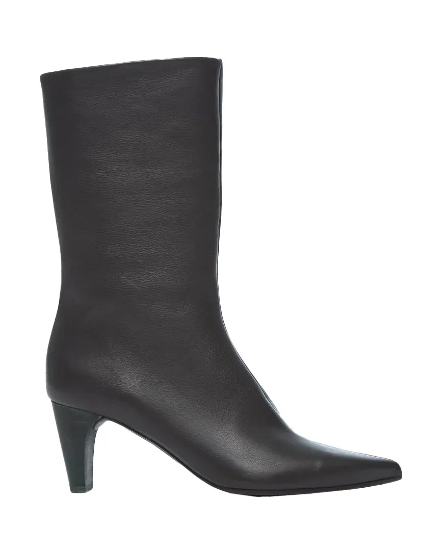Platinum Mid Wooden Heel Bootie (Savana Black)
