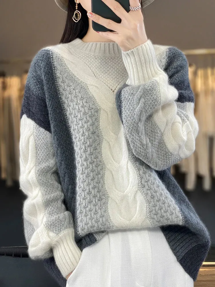 Pullover Twist  Knot Flower Merino Wool Cashmere Sweaters - Ailime Designs