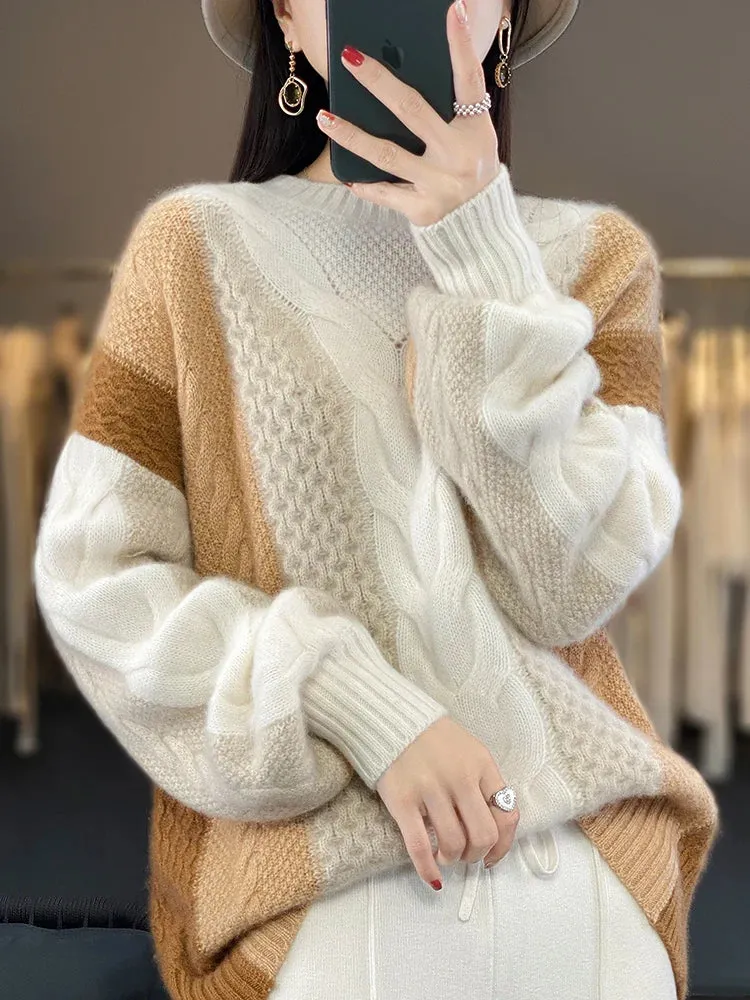 Pullover Twist  Knot Flower Merino Wool Cashmere Sweaters - Ailime Designs
