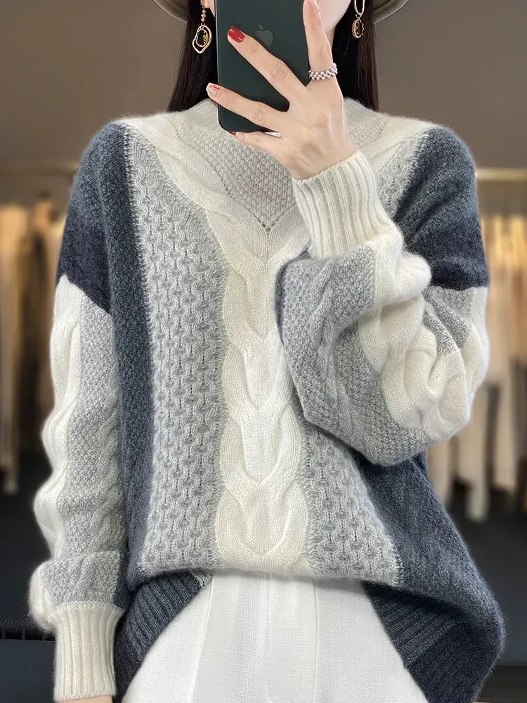 Pullover Twist  Knot Flower Merino Wool Cashmere Sweaters - Ailime Designs