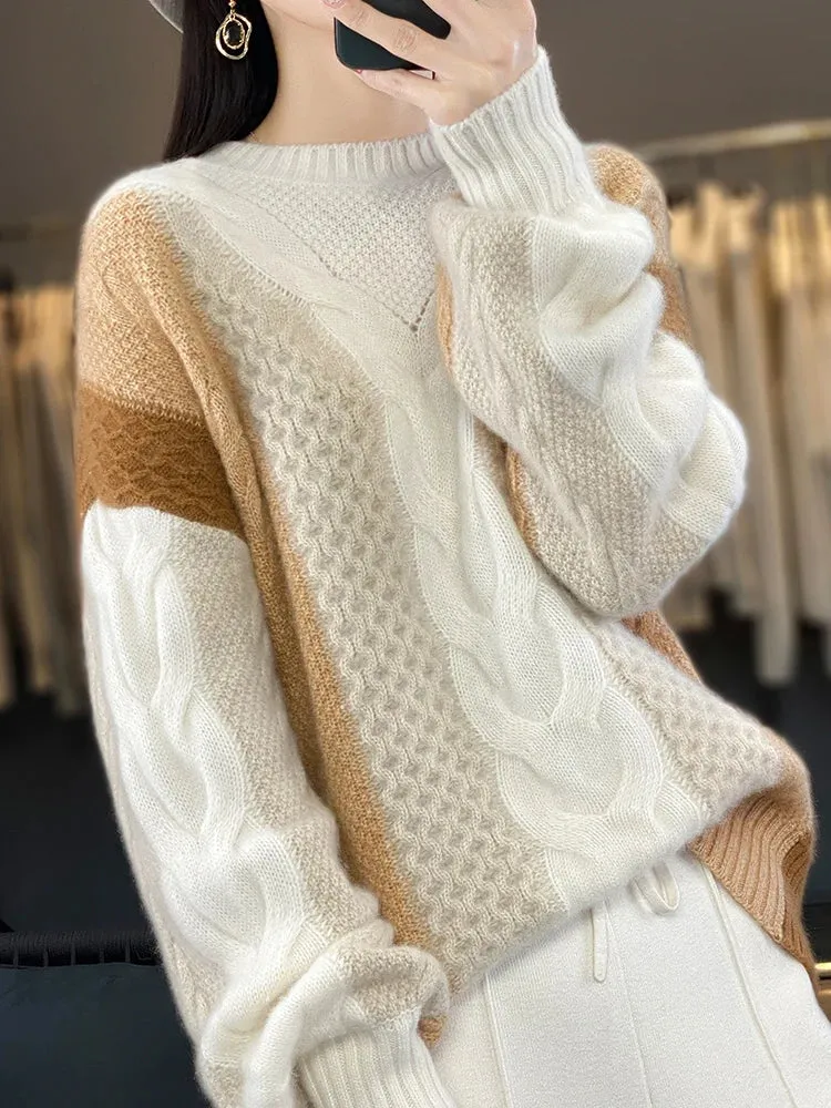 Pullover Twist  Knot Flower Merino Wool Cashmere Sweaters - Ailime Designs