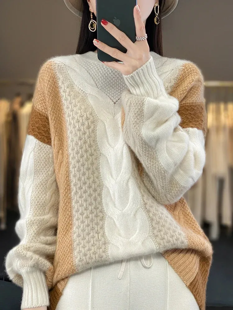 Pullover Twist  Knot Flower Merino Wool Cashmere Sweaters - Ailime Designs