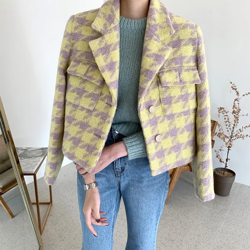 Purpdrank - Women's Vintage Short Blazers Jacket Autumn Winter Chic Streetwear Office Wear Suit Outwear Ladies Elegant Crop Jacket Top