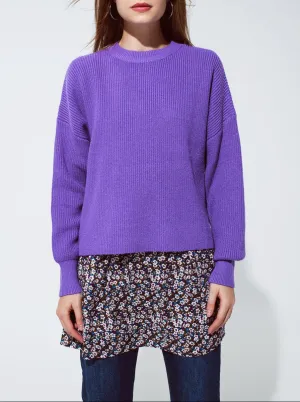 Purple Chunky Knitted Relaxed Jumper