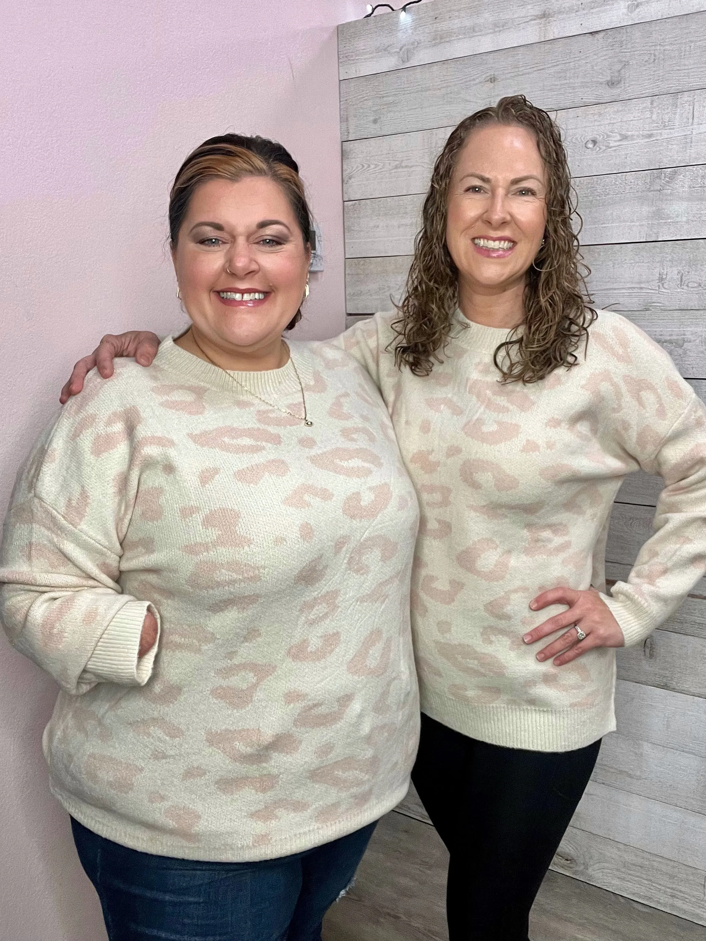 "Second Chances" Pink Animal Print Sweater