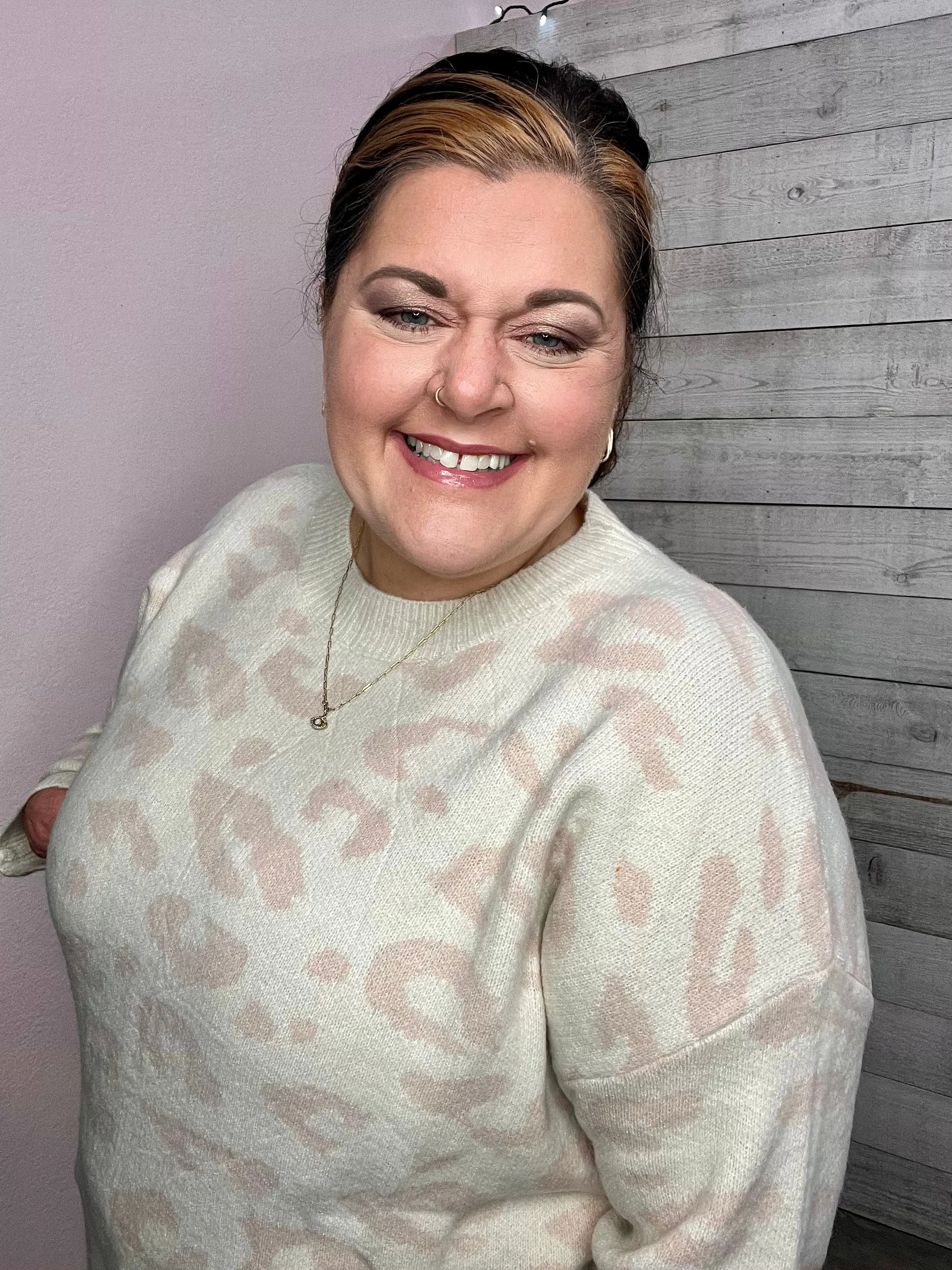 "Second Chances" Pink Animal Print Sweater