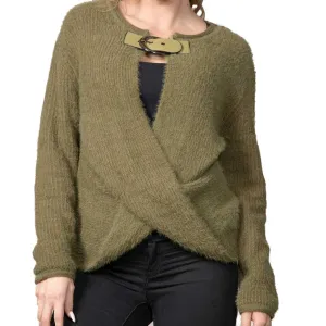 Rain   Rose Cowl Fuzzy Sweater