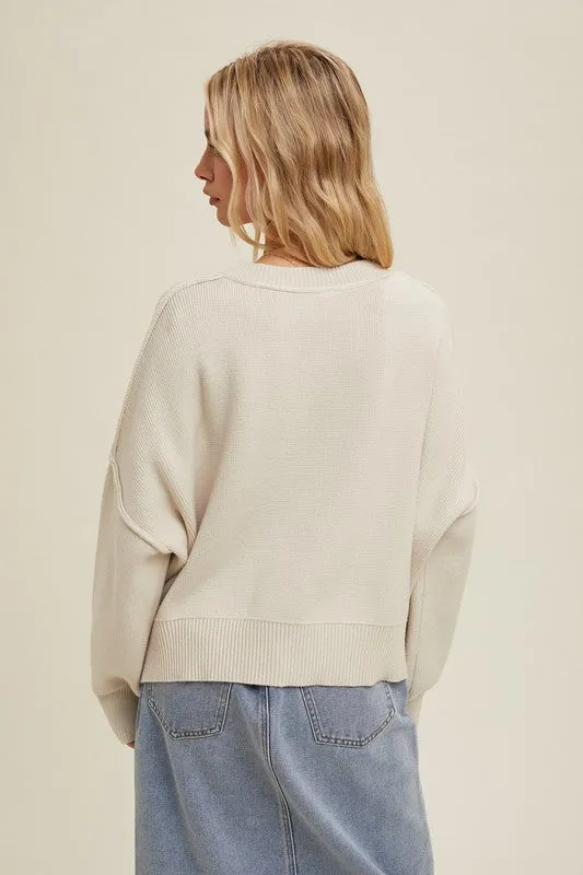 Relaxed Crop Sweater - Oyster