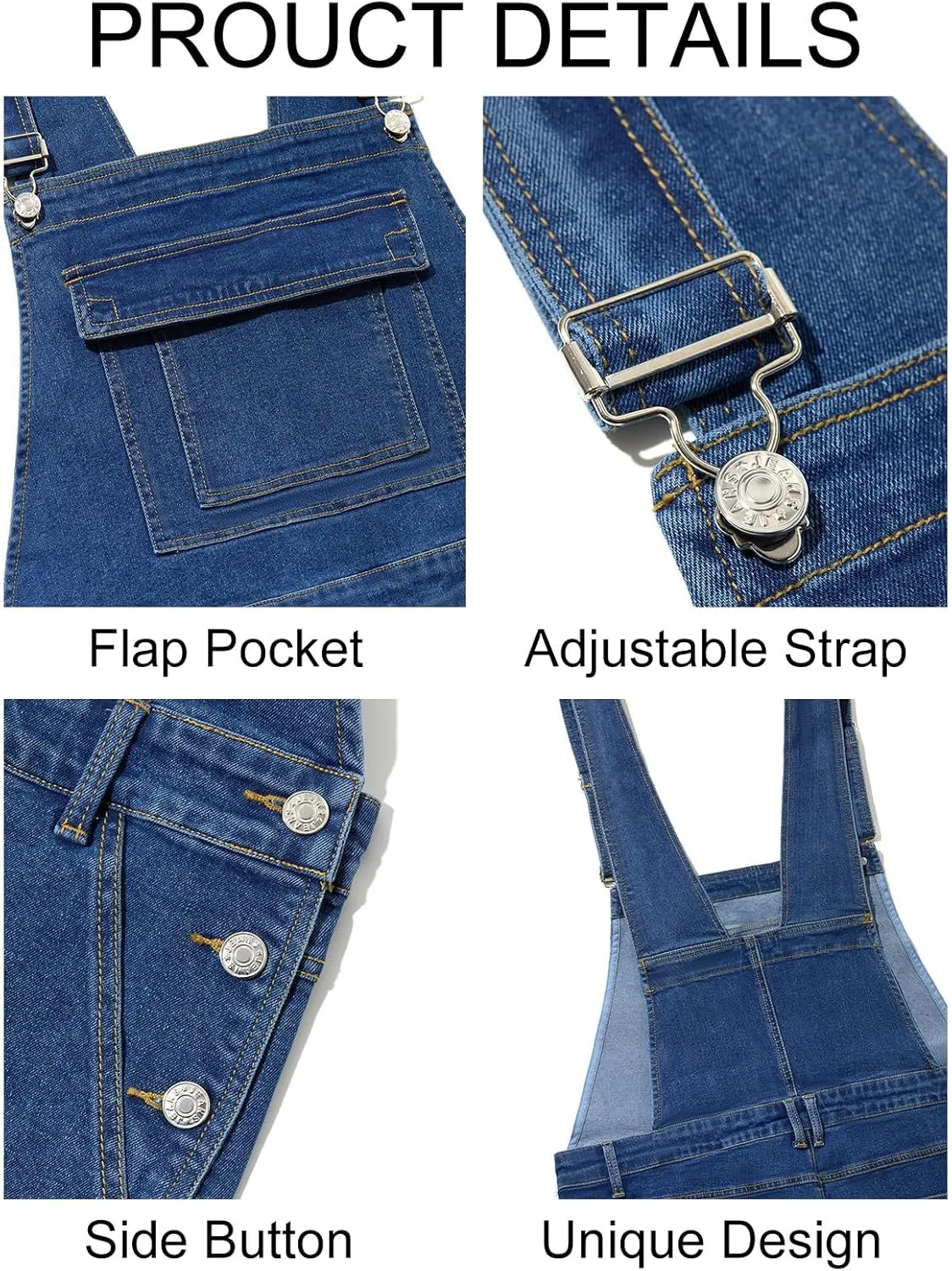 Runcati Men's Denim Bib Overalls Jeans Casual Slim Fit Adjustable Straps Fashion Trousers Boot Cut Jumpsuit