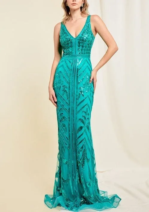 Sequin Embellishment Formal Dress