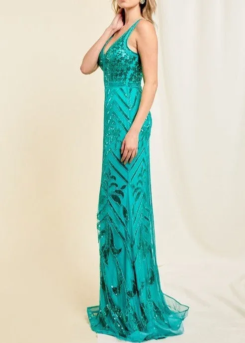 Sequin Embellishment Formal Dress