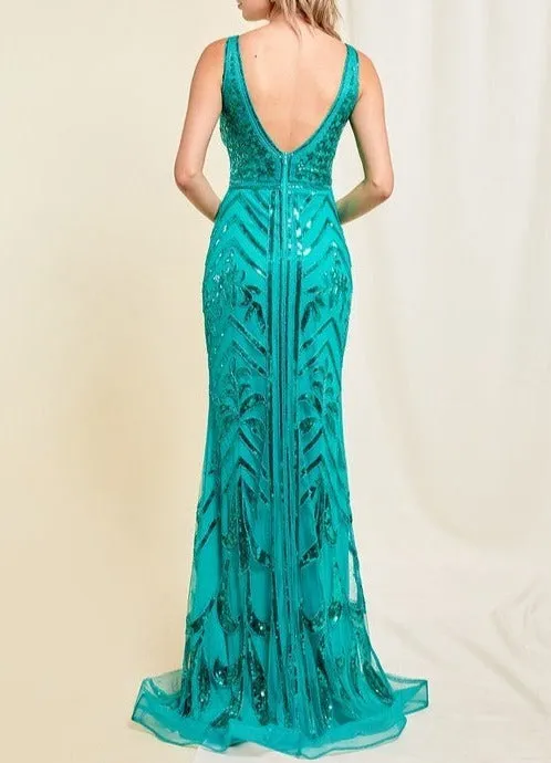 Sequin Embellishment Formal Dress