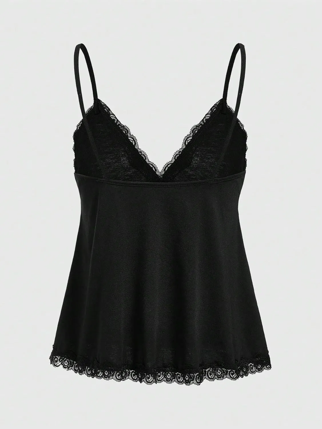 SHENHE Women's Lace Babydoll Tank Top Sexy V Neck Sleeveless Flared Hem Flowy Peplum Tops