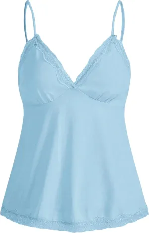 SHENHE Women's Lace Babydoll Tank Top Sexy V Neck Sleeveless Flared Hem Flowy Peplum Tops