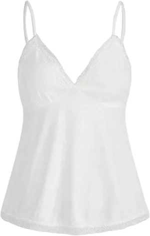 SHENHE Women's Lace Babydoll Tank Top Sexy V Neck Sleeveless Flared Hem Flowy Peplum Tops