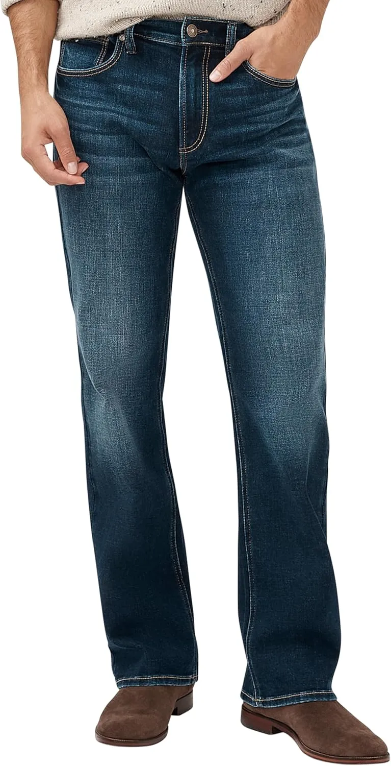 Silver Jeans Co. Men's Zac Relaxed Fit Straight Leg Jeans, Dark Wash Indigo, 34W x 32L