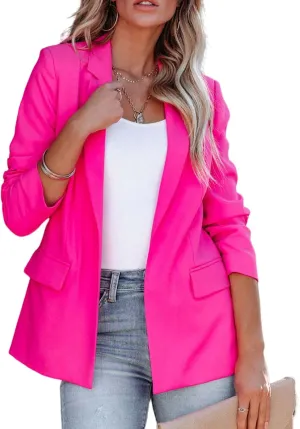 Smoneyful Women's Blazers Business Casual Jacket Suit Long Sleeve Open Front Slim Fit for Work Office 2025 Trendy