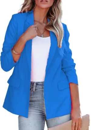Smoneyful Women's Blazers Business Casual Jacket Suit Long Sleeve Open Front Slim Fit for Work Office 2025 Trendy