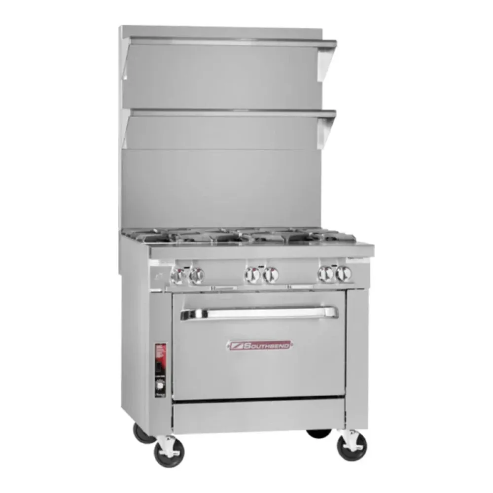 Southbend P36C-FF 36" Stainless Steel Heavy Duty Range with French Top and Cabinet Base, Natural Gas, 62,000 Total BTU