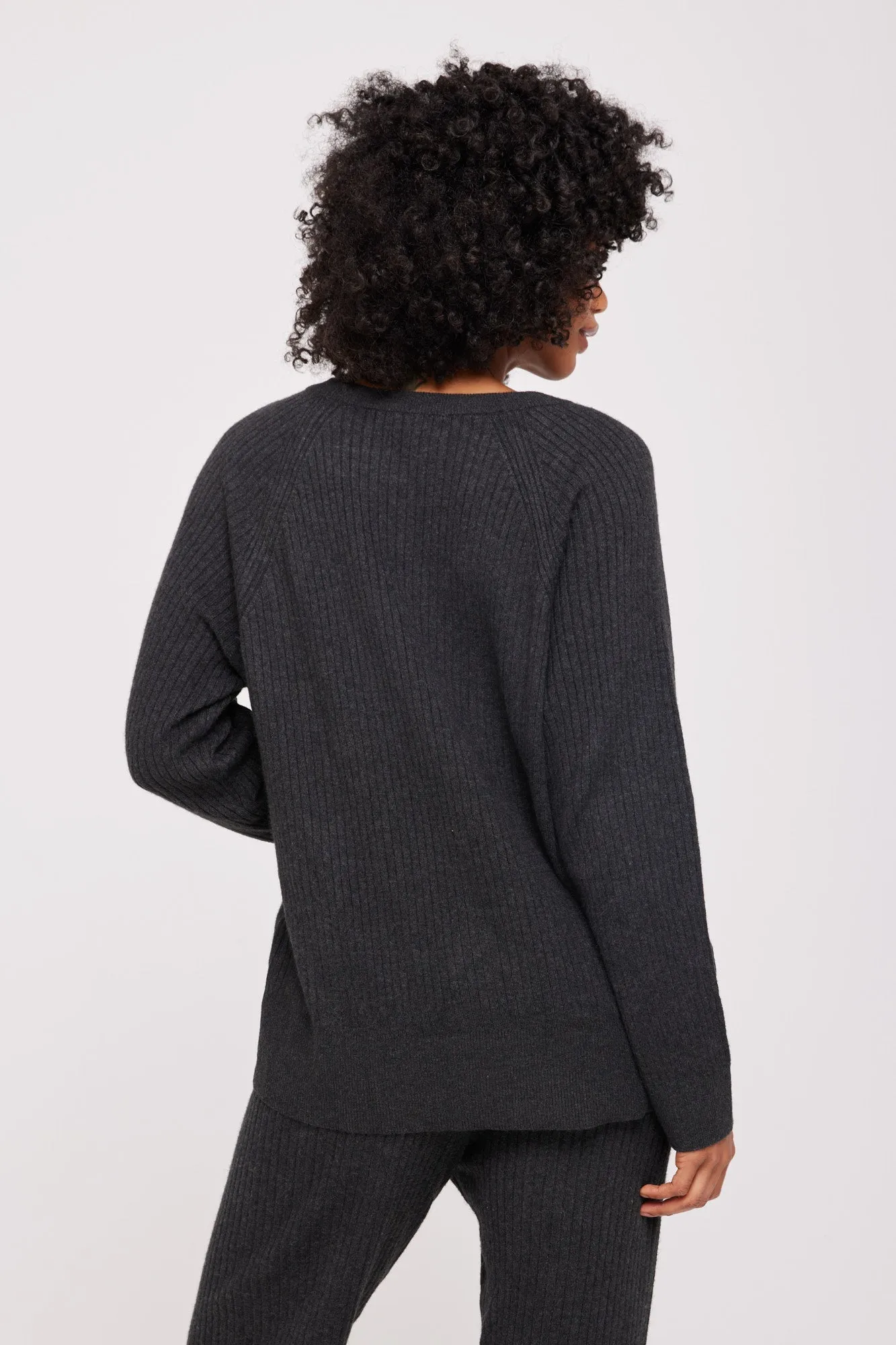Spiritual Gangster Doutzen Ballet Neck Sweater - Charcoal Heather