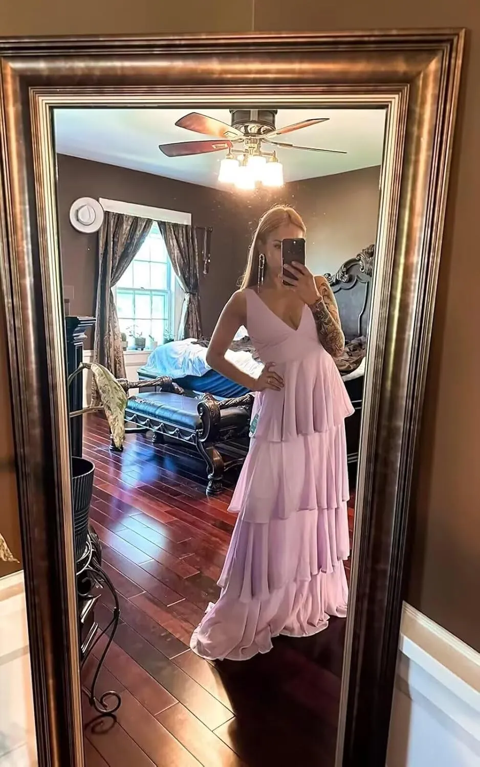 Stylefun Tiered Ruffles Bridesmaid Dresses Long A Line 2025 V Neck Formal Evening Dress with Ruffles CYM294