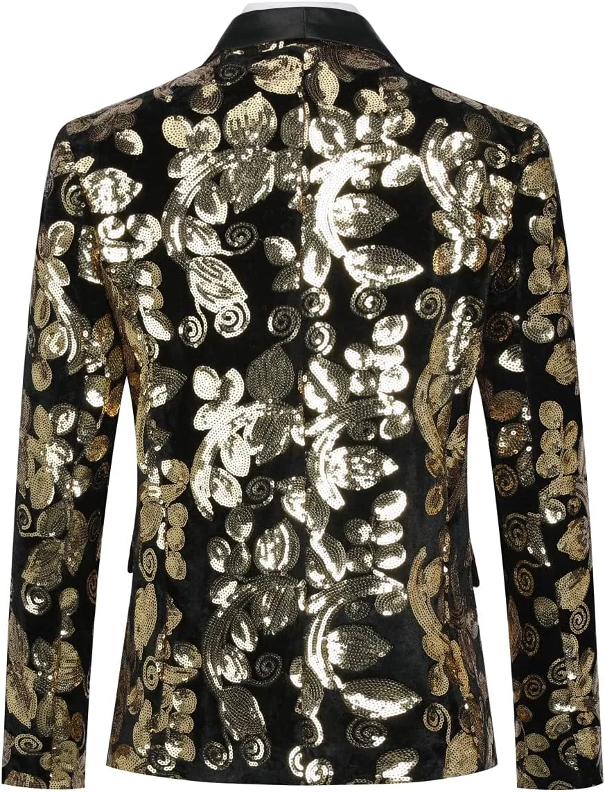 SWOTGdoby Boys Blazers Slim Fit Suit Jacket Formal Tuxedo Blazer Golden Shiny Dress Coat Ring Bearer Outfit for Party Prom