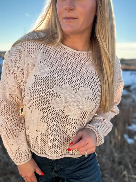 The Nash Floral Crochet Sweater