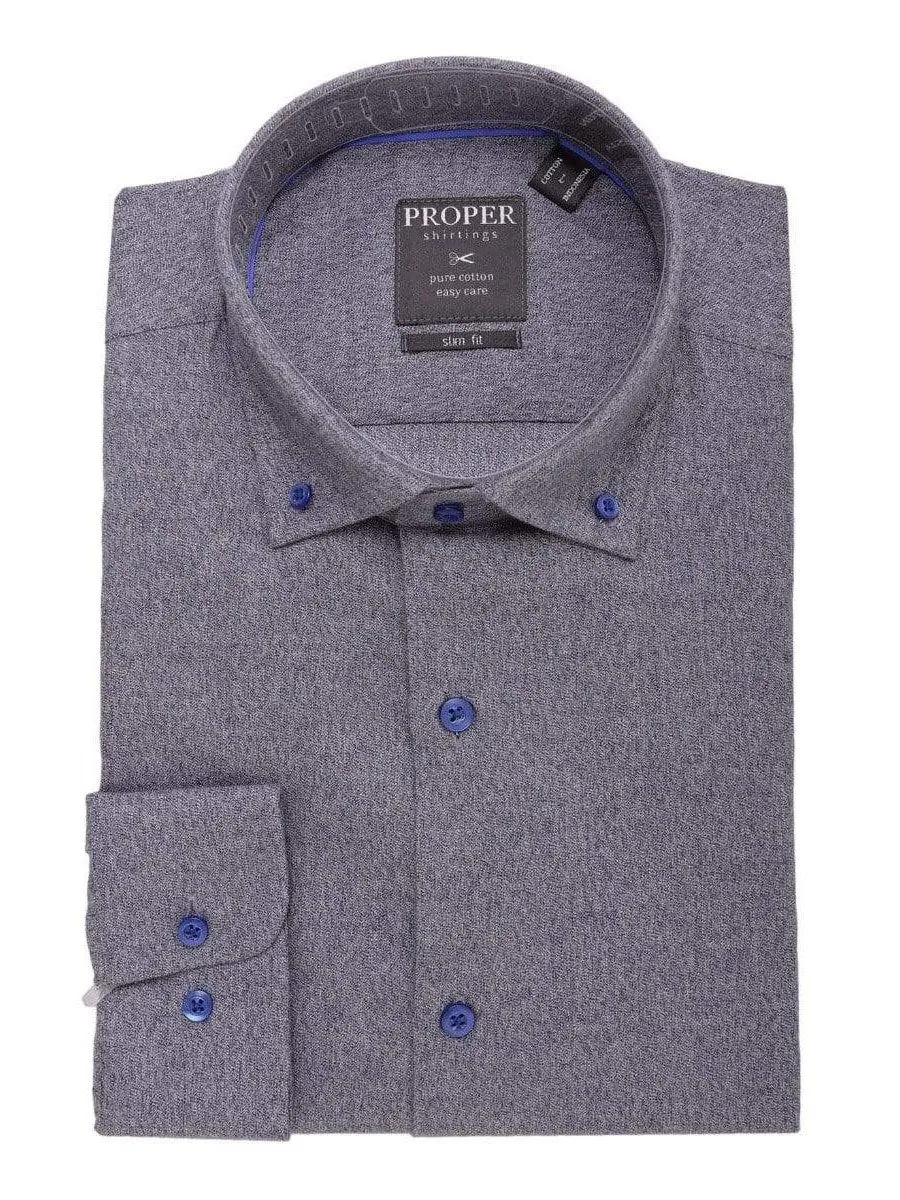 The Suit Depot Mens 100% Cotton Solid Heather Blue Slim Fit Dress Shirt