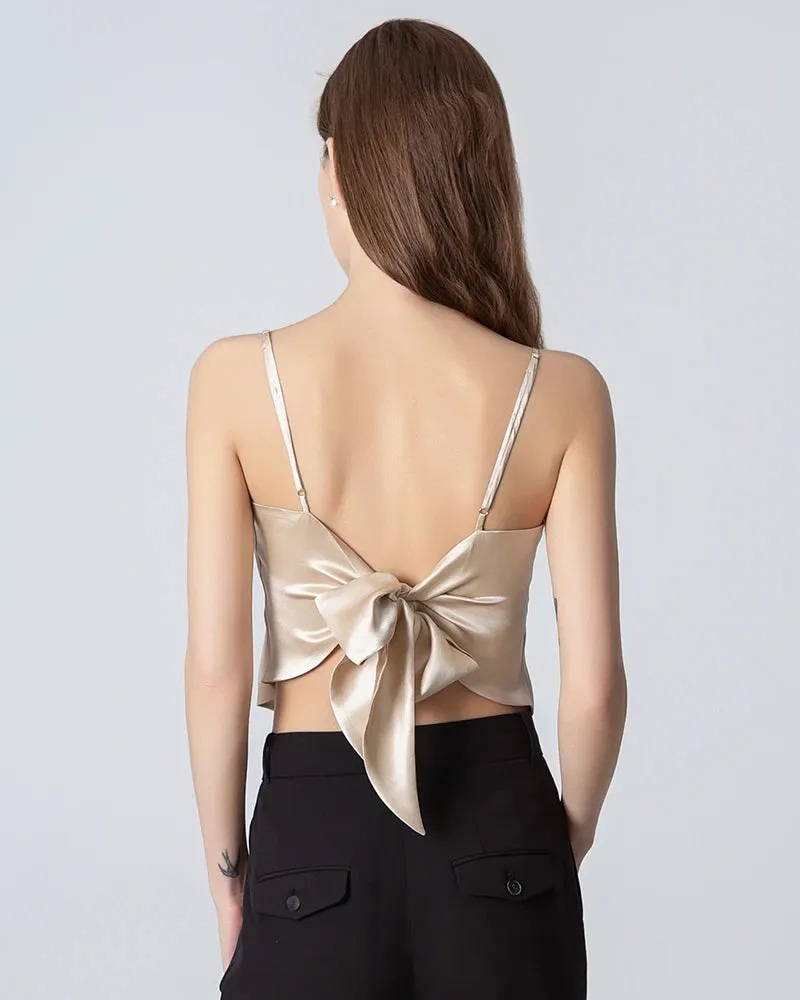 Tie Back Square Neck Silk Camisole