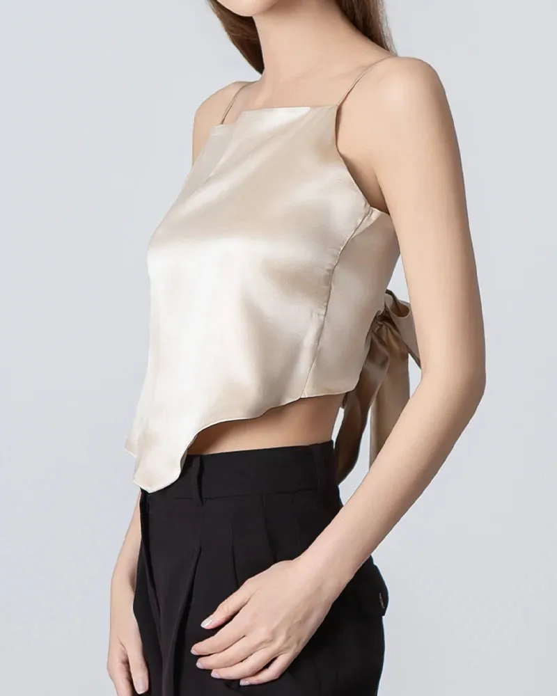 Tie Back Square Neck Silk Camisole