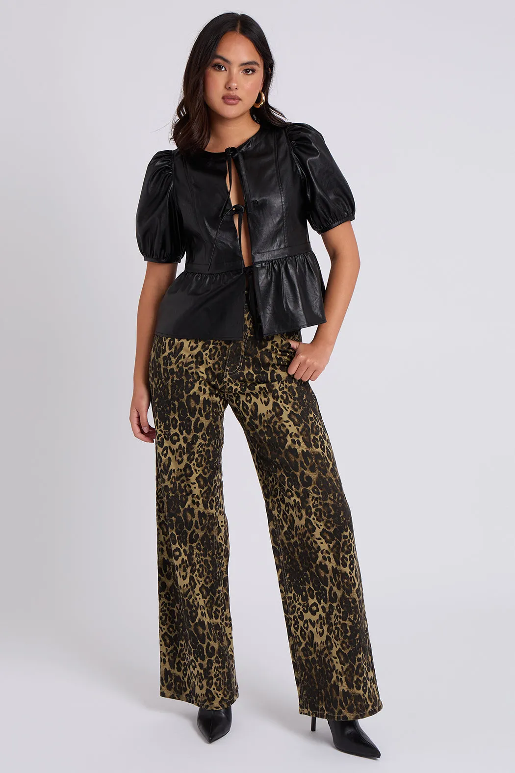 Tie Front PU Top