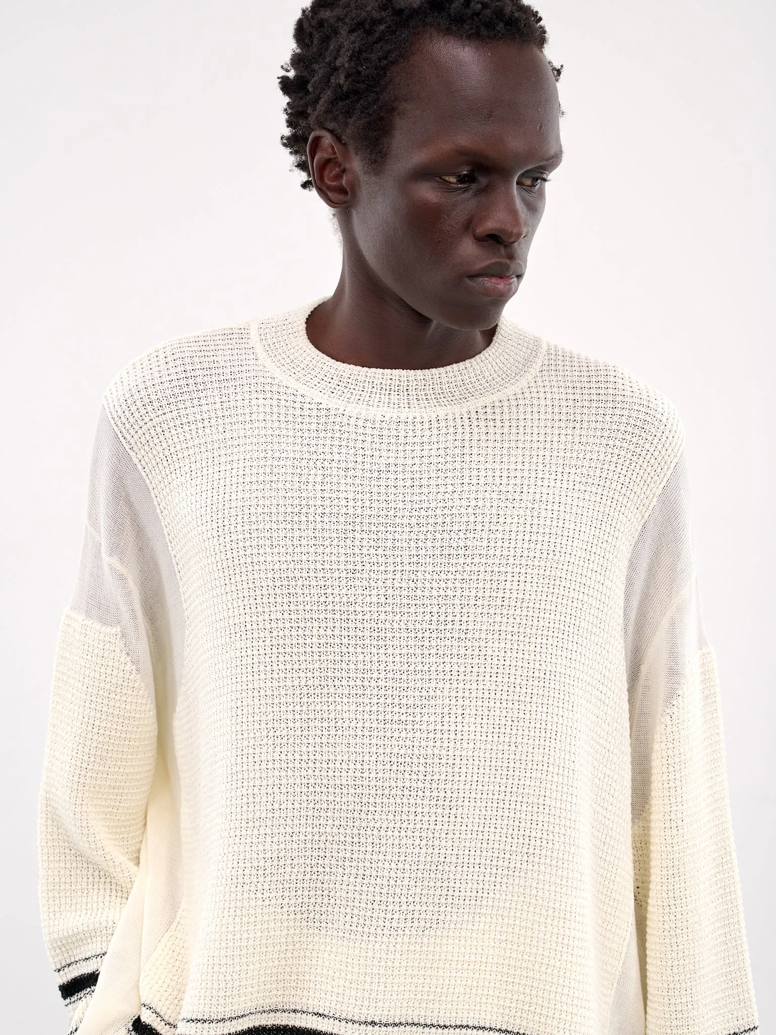 Towel Waffle Knit Sweater (25E96MUK02-014-ALABASTRO B)