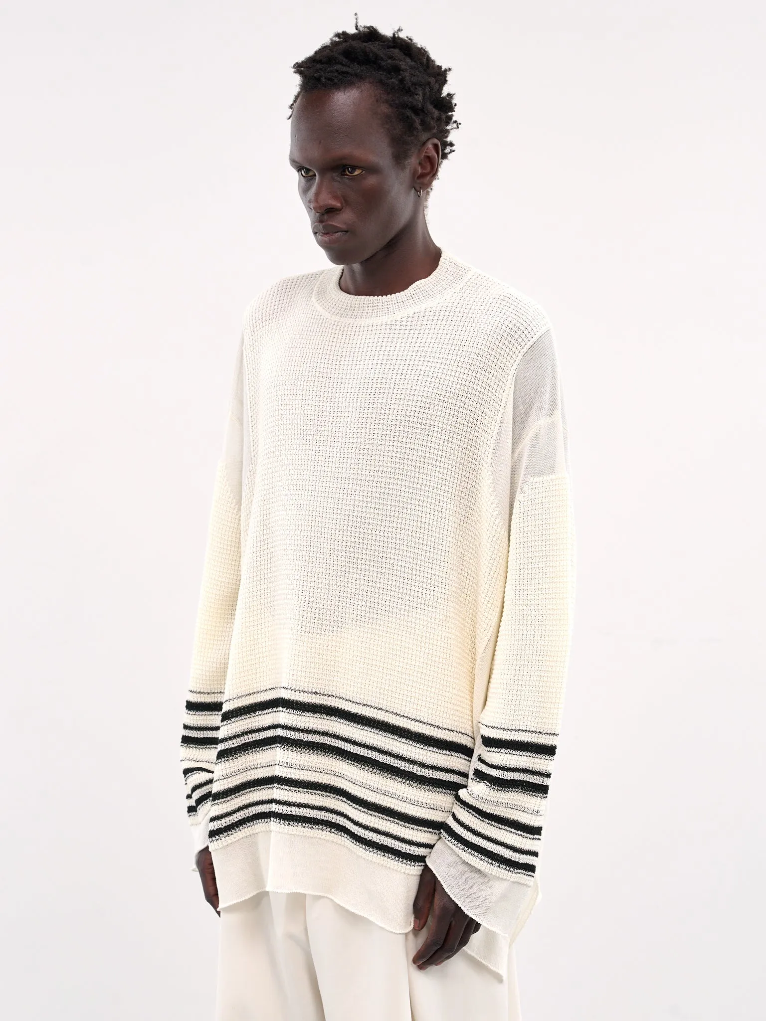 Towel Waffle Knit Sweater (25E96MUK02-014-ALABASTRO B)