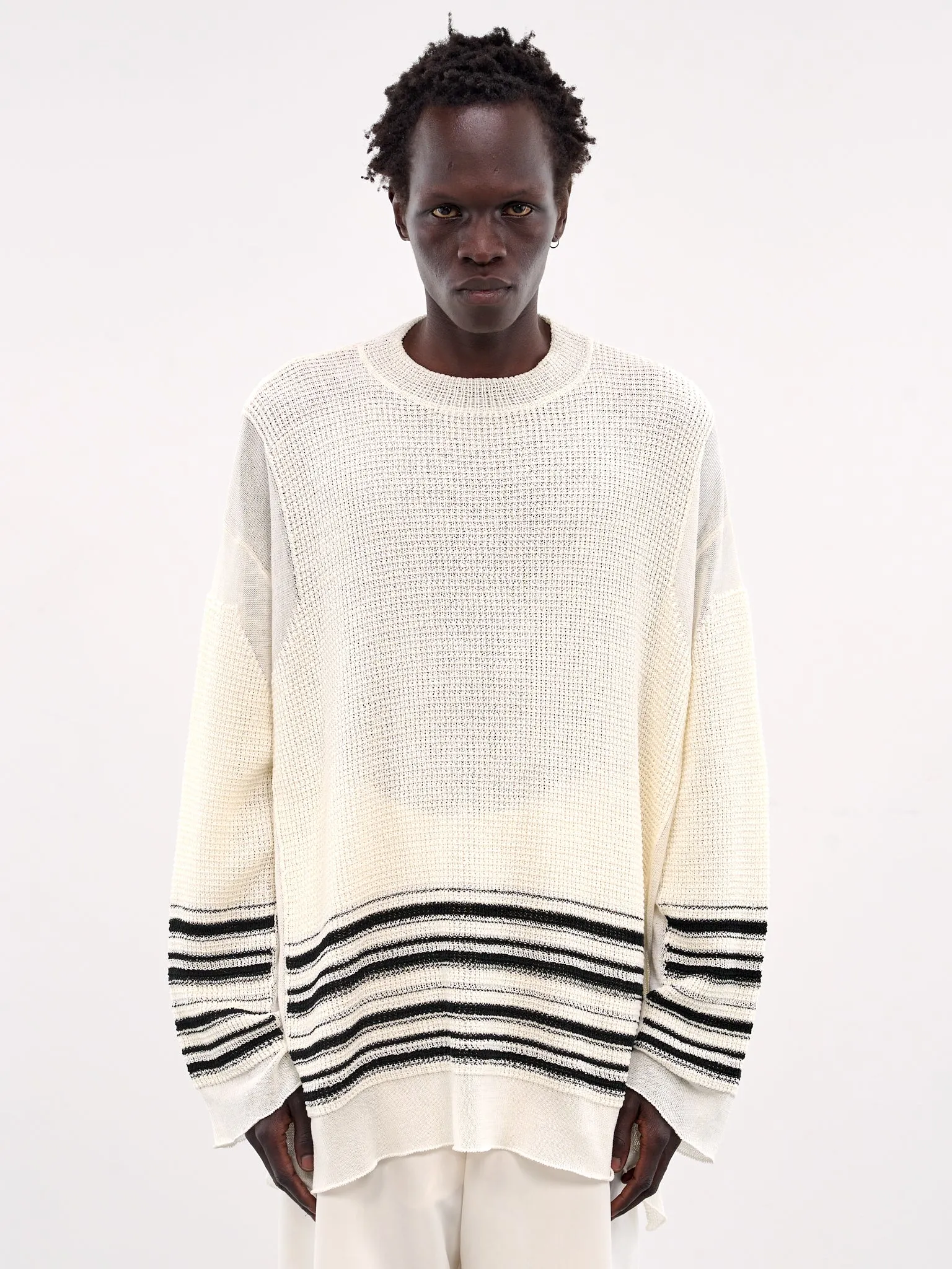Towel Waffle Knit Sweater (25E96MUK02-014-ALABASTRO B)