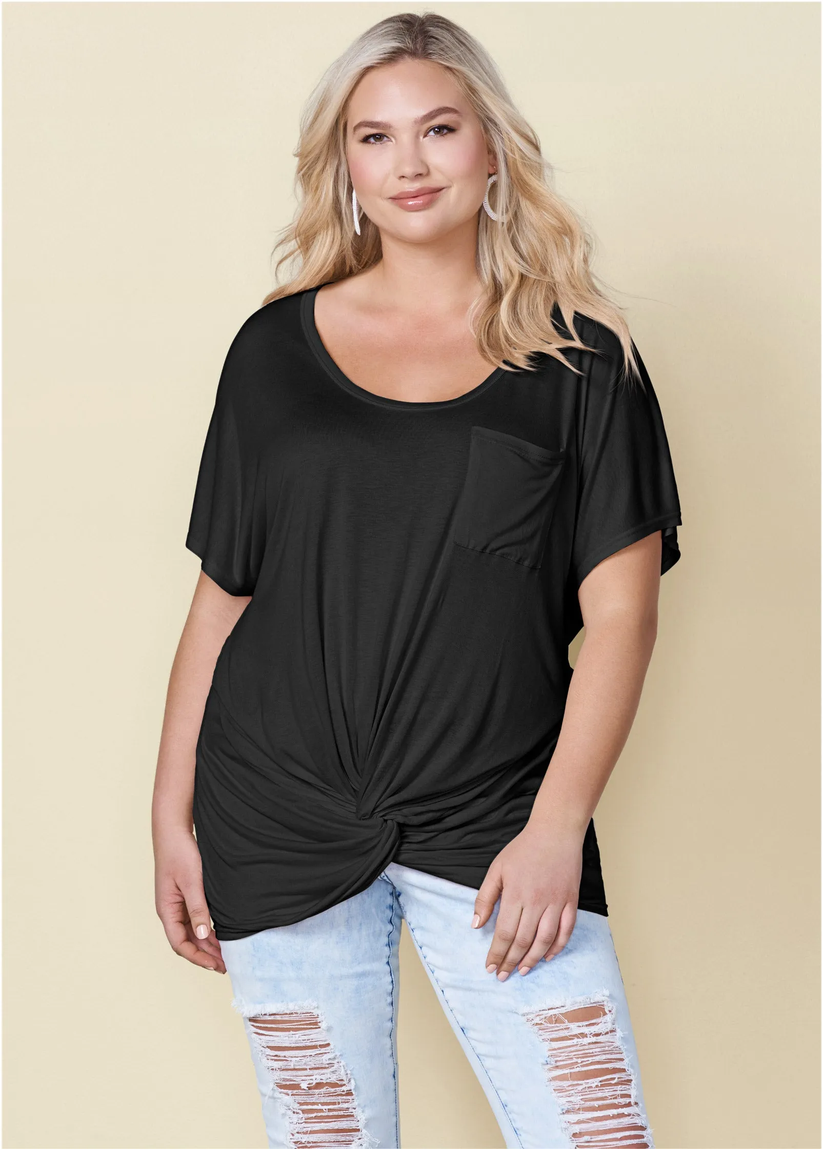 Twisted Knot Detail Tee - Black